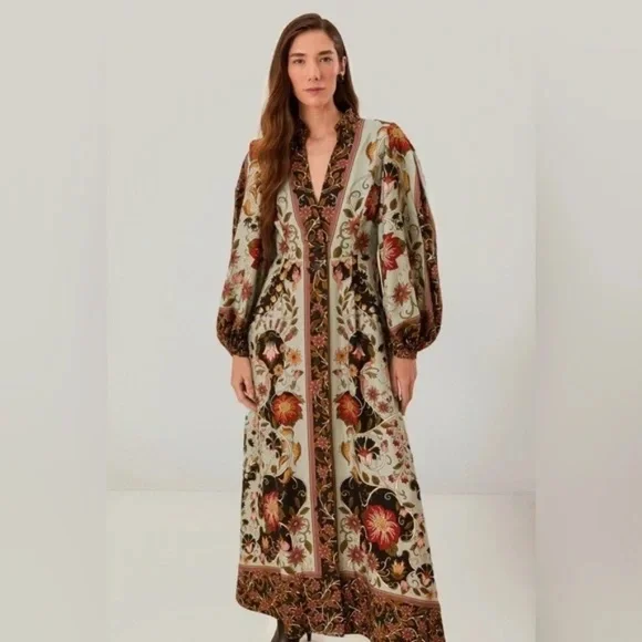 NWT Farm Rio Blue Flowing Beauty Maxi Dress